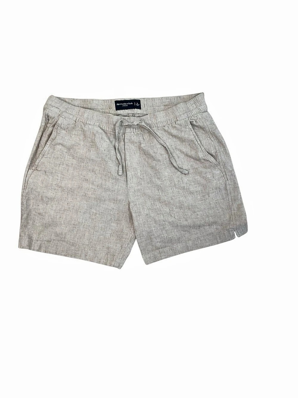 Abercrombie & Fitch Relaxed Linen Blend Pull-On Shorts Beige Size Large